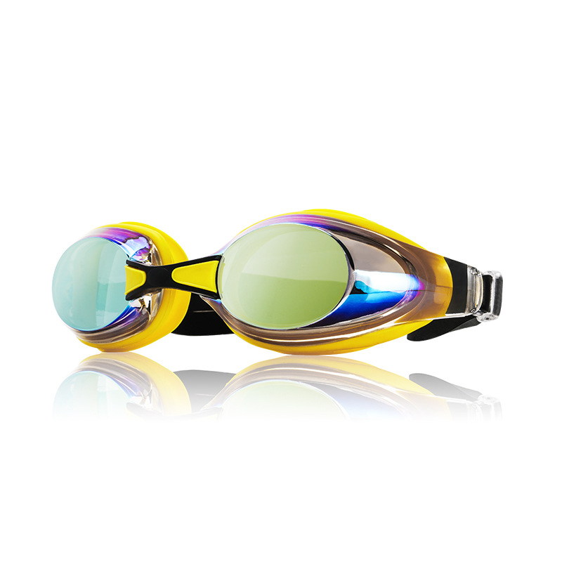Wave Professional Swimming Goggles Waterproof and Anti-Fog for Men and Women, High-Definition Large Frame, Fashionable Electroplated Racing Goggles with Prescription Lenses