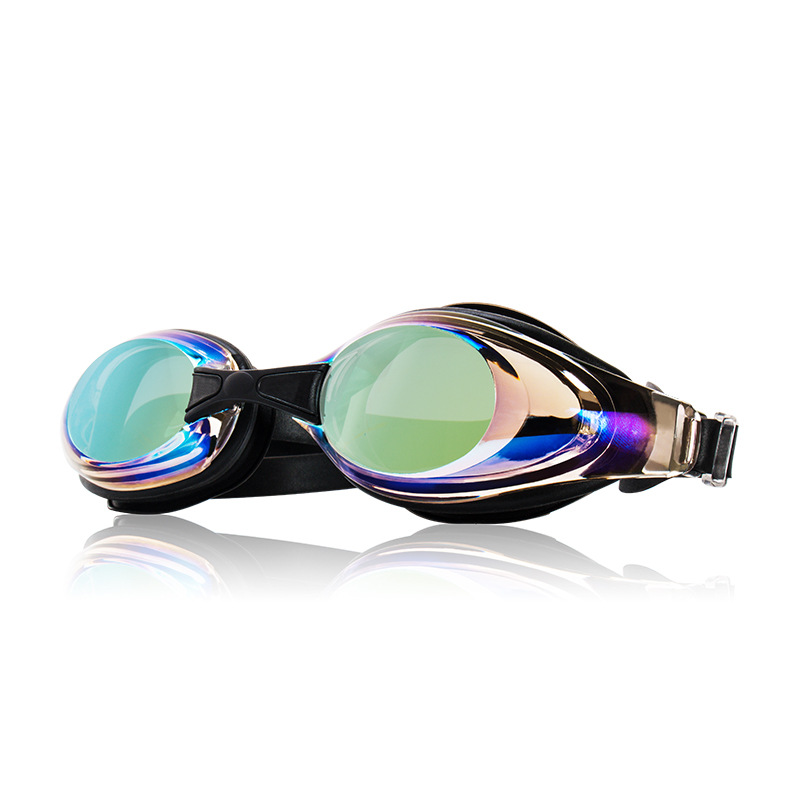 Wave Professional Swimming Goggles Waterproof and Anti-Fog for Men and Women, High-Definition Large Frame, Fashionable Electroplated Racing Goggles with Prescription Lenses