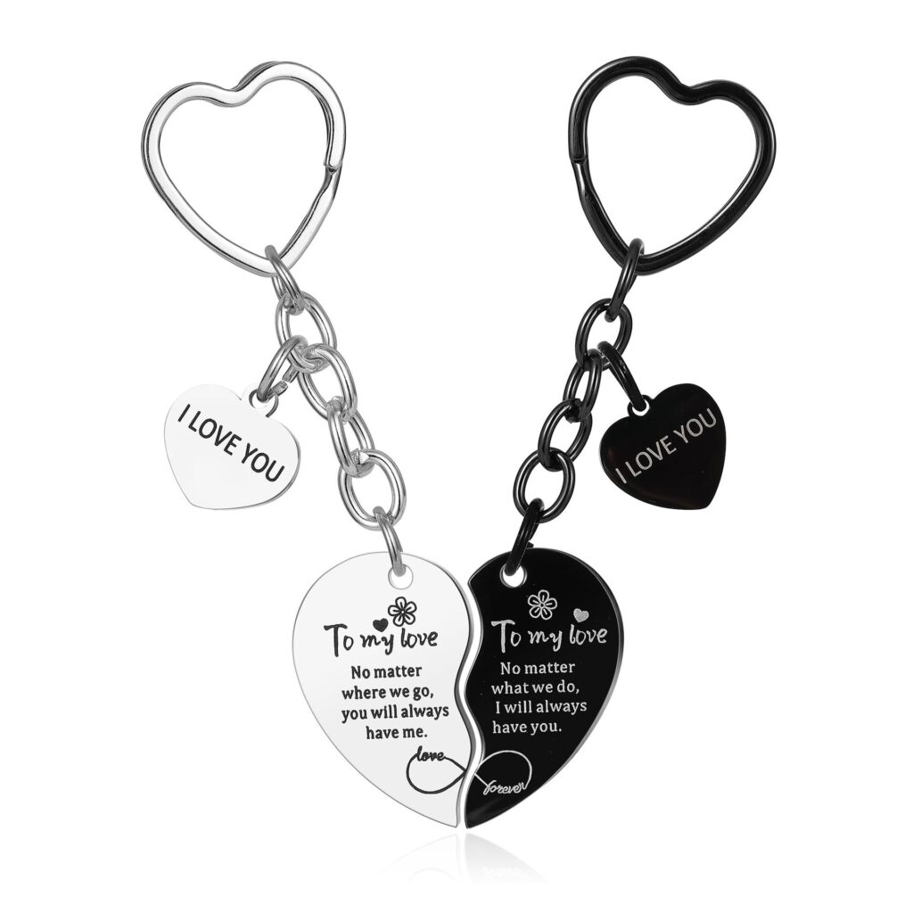 Mother's Day Keychain Women's Rose Gold Engraved Flower Pendant Keychain Love Puzzle Keychain Set
