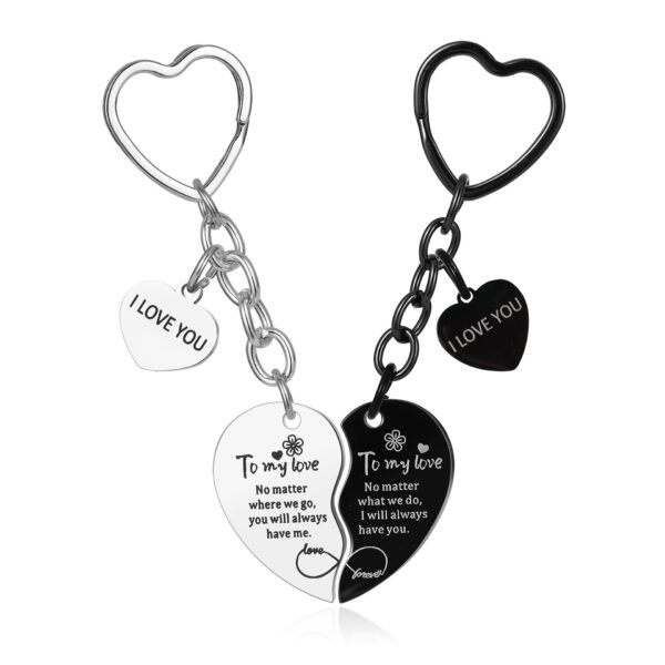 Mother's Day Keychain Women's Rose Gold Engraved Flower Pendant Keychain Love Puzzle Keychain Set