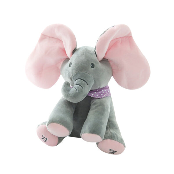 Cross-border Electric Elephant Peek-a-boo Music Toy Elephant Fan Ears Small Elephant Talking and Moving Plush Toy