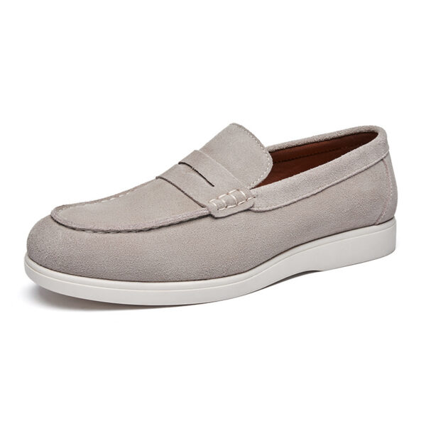 British Style Anti-Velvet Genuine Leather Frosted Loafers Men's Lazy Bean Shoes Slip-on Foil Casual Men's Shoes