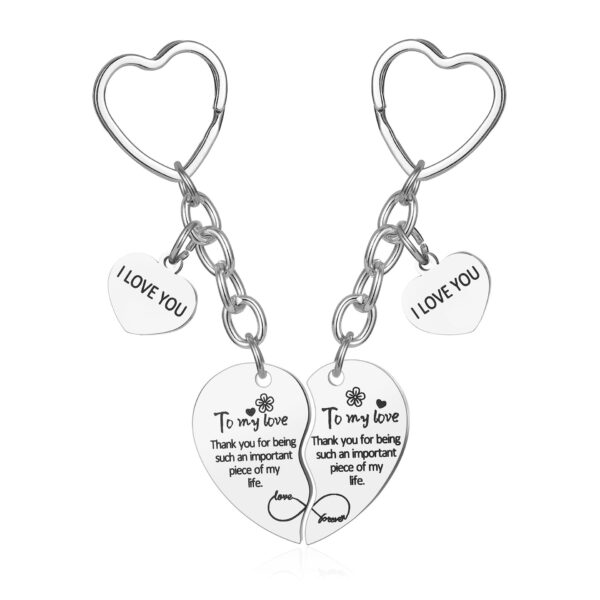 Mother's Day Keychain Women's Rose Gold Engraved Flower Pendant Keychain Love Puzzle Keychain Set
