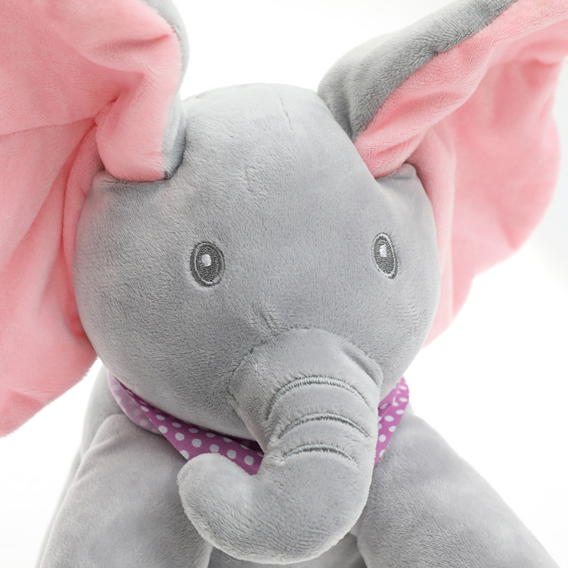 Cross-border Electric Elephant Peek-a-boo Music Toy Elephant Fan Ears Small Elephant Talking and Moving Plush Toy