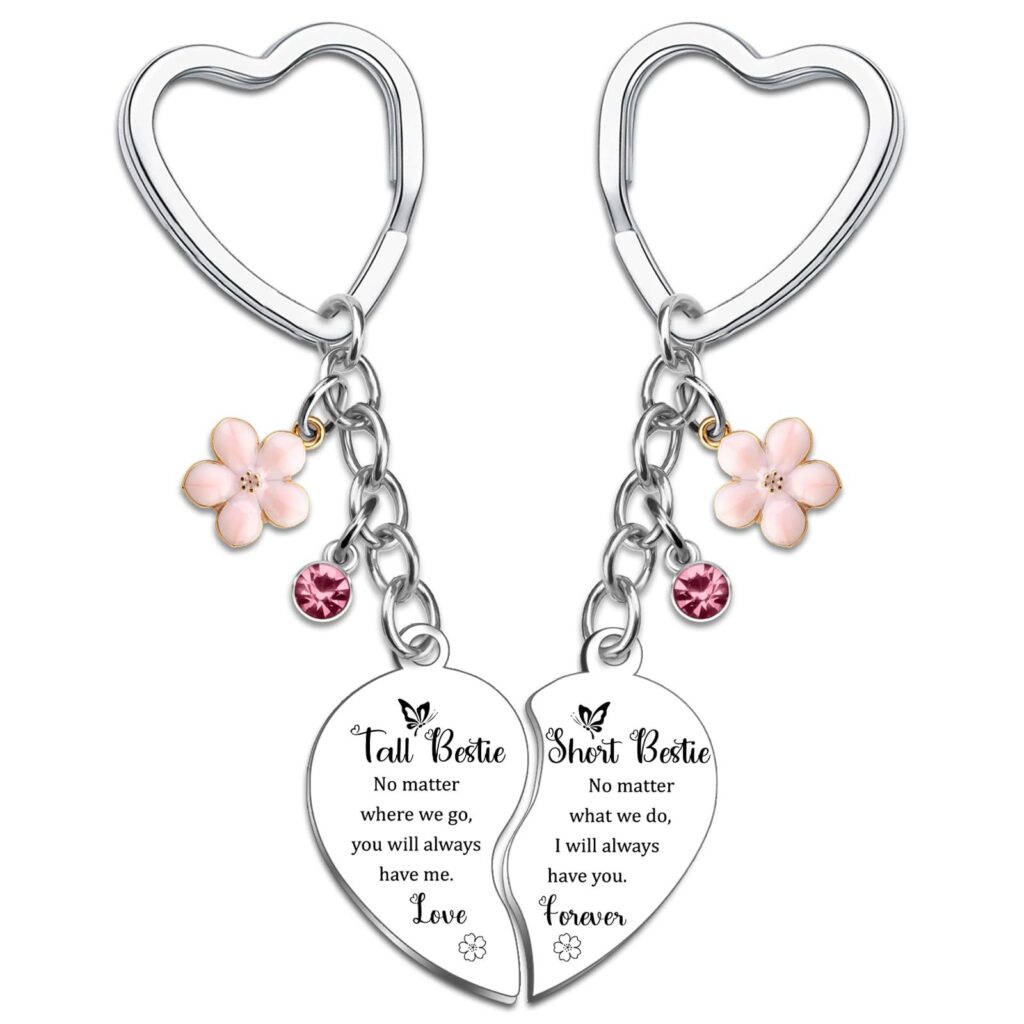 Mother's Day Keychain Women's Rose Gold Engraved Flower Pendant Keychain Love Puzzle Keychain Set