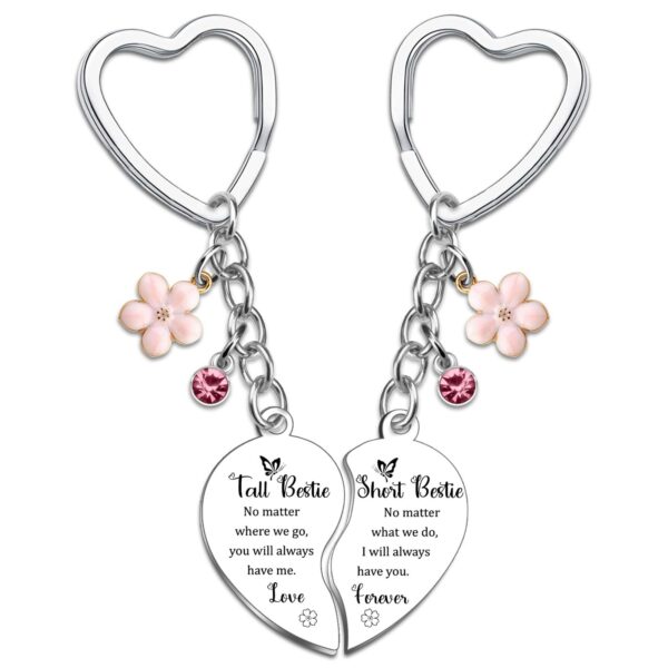 Mother's Day Keychain Women's Rose Gold Engraved Flower Pendant Keychain Love Puzzle Keychain Set