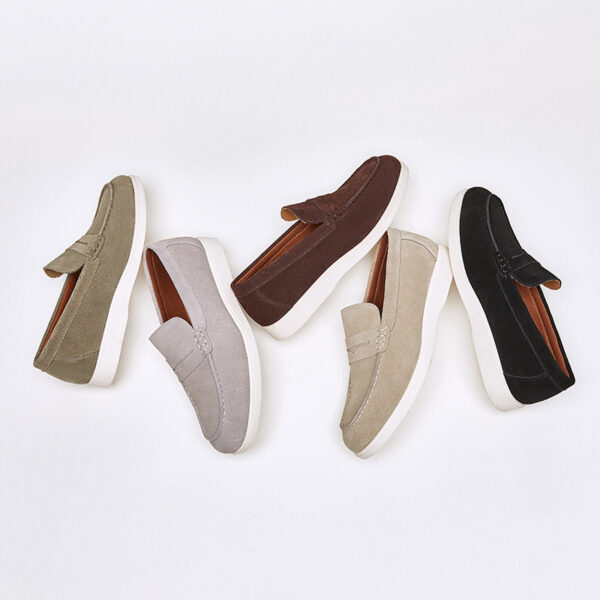 British Style Anti-Velvet Genuine Leather Frosted Loafers Men's Lazy Bean Shoes Slip-on Foil Casual Men's Shoes