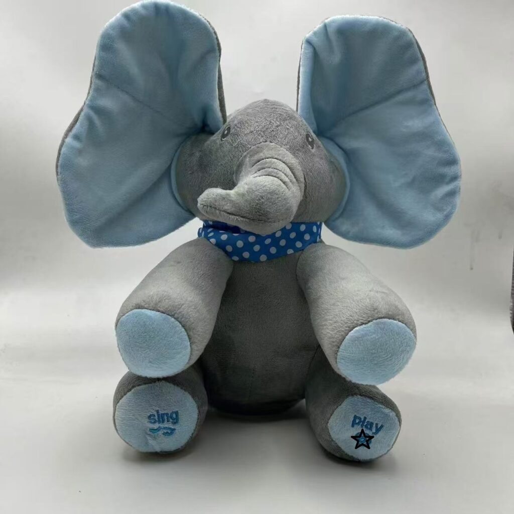 Cross-border Electric Elephant Peek-a-boo Music Toy Elephant Fan Ears Small Elephant Talking and Moving Plush Toy