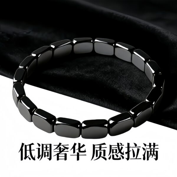 Cross-Border European and American Fashion Hot-Selling Hematite Black Gallstone Elastic Square Beaded Unisex Bracelet Jewelry Wholesale
