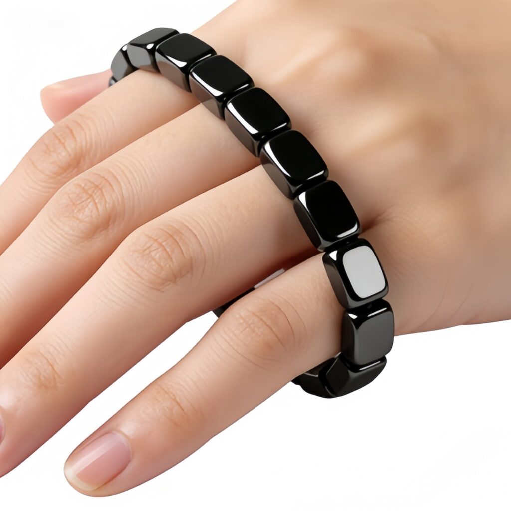 Cross-Border European and American Fashion Hot-Selling Hematite Black Gallstone Elastic Square Beaded Unisex Bracelet Jewelry Wholesale