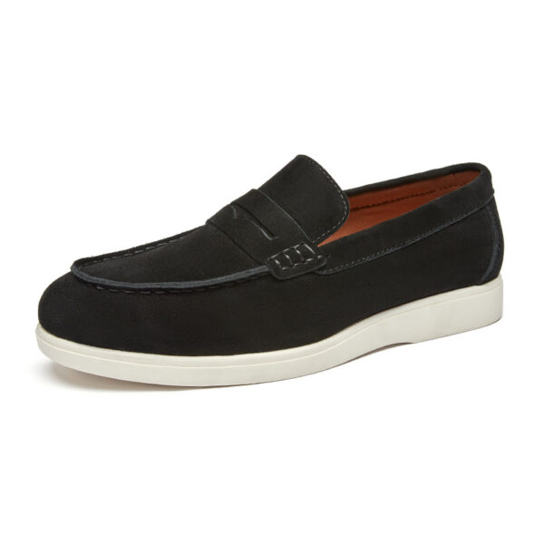 British Style Anti-Velvet Genuine Leather Frosted Loafers Men's Lazy Bean Shoes Slip-on Foil Casual Men's Shoes