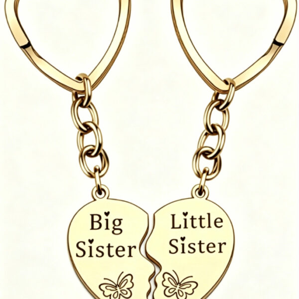 Mother's Day Keychain Women's Rose Gold Engraved Flower Pendant Keychain Love Puzzle Keychain Set