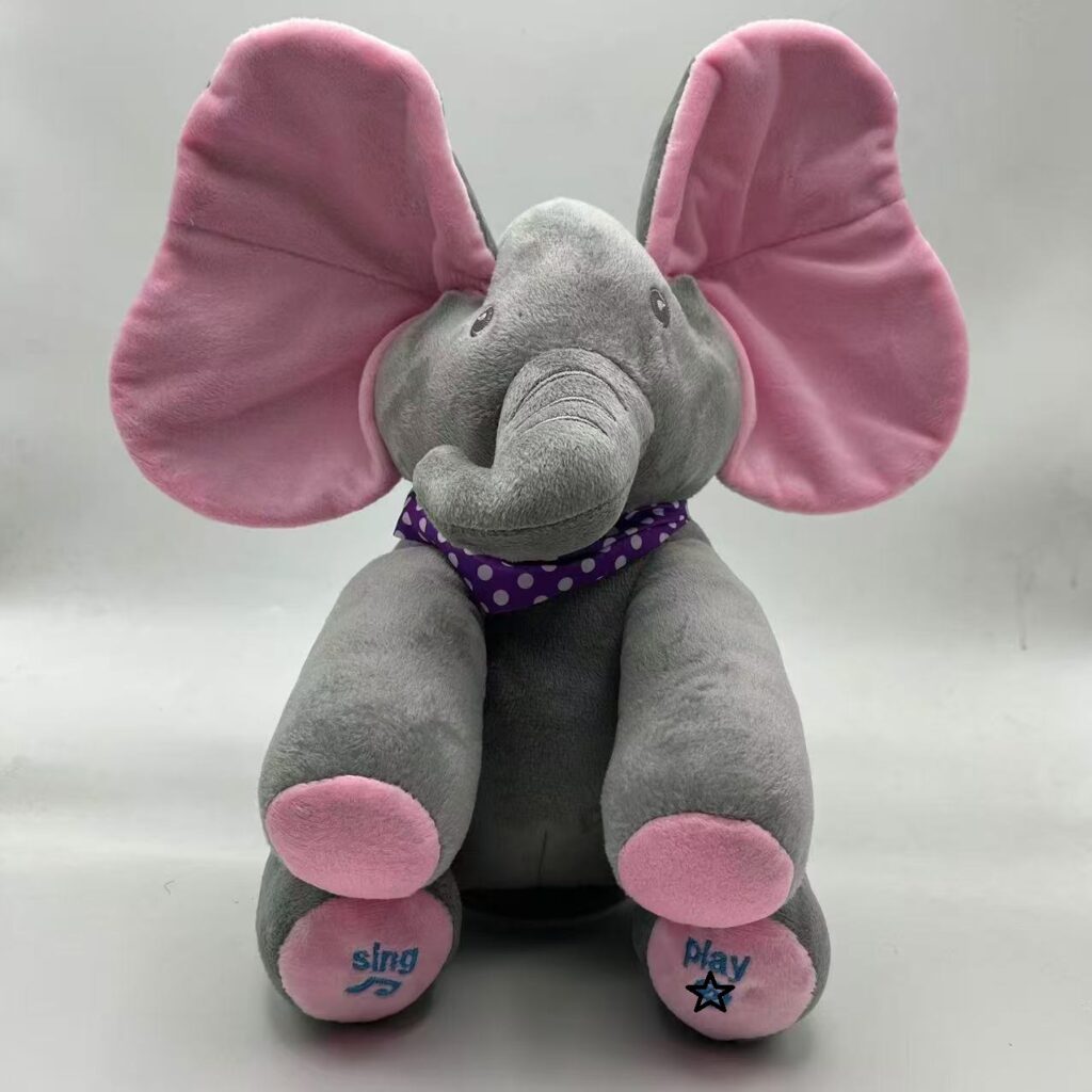Cross-border Electric Elephant Peek-a-boo Music Toy Elephant Fan Ears Small Elephant Talking and Moving Plush Toy