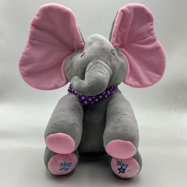 Cross-border Electric Elephant Peek-a-boo Music Toy Elephant Fan Ears Small Elephant Talking and Moving Plush Toy