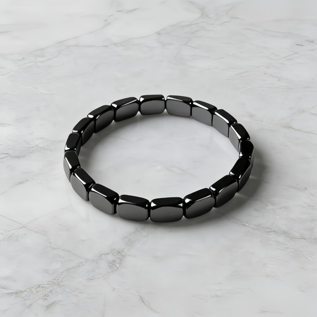 Cross-Border European and American Fashion Hot-Selling Hematite Black Gallstone Elastic Square Beaded Unisex Bracelet Jewelry Wholesale