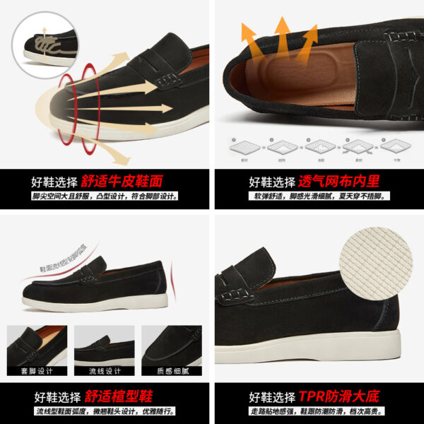 British Style Anti-Velvet Genuine Leather Frosted Loafers Men's Lazy Bean Shoes Slip-on Foil Casual Men's Shoes