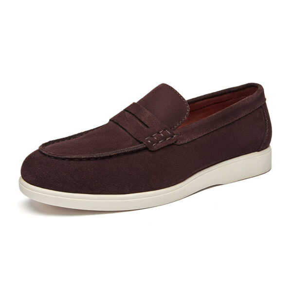 British Style Anti-Velvet Genuine Leather Frosted Loafers Men's Lazy Bean Shoes Slip-on Foil Casual Men's Shoes