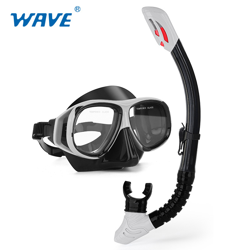 Wave Snorkeling Set Diving Goggles Diving Set Full Dry Breathing Apparatus with Prescription Lenses