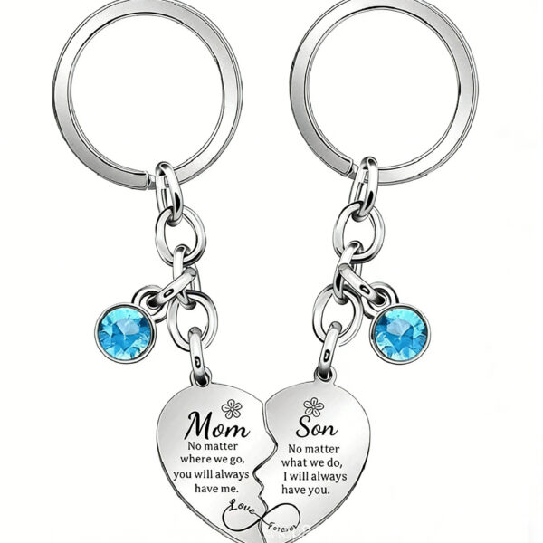 Mother's Day Keychain Women's Rose Gold Engraved Flower Pendant Keychain Love Puzzle Keychain Set