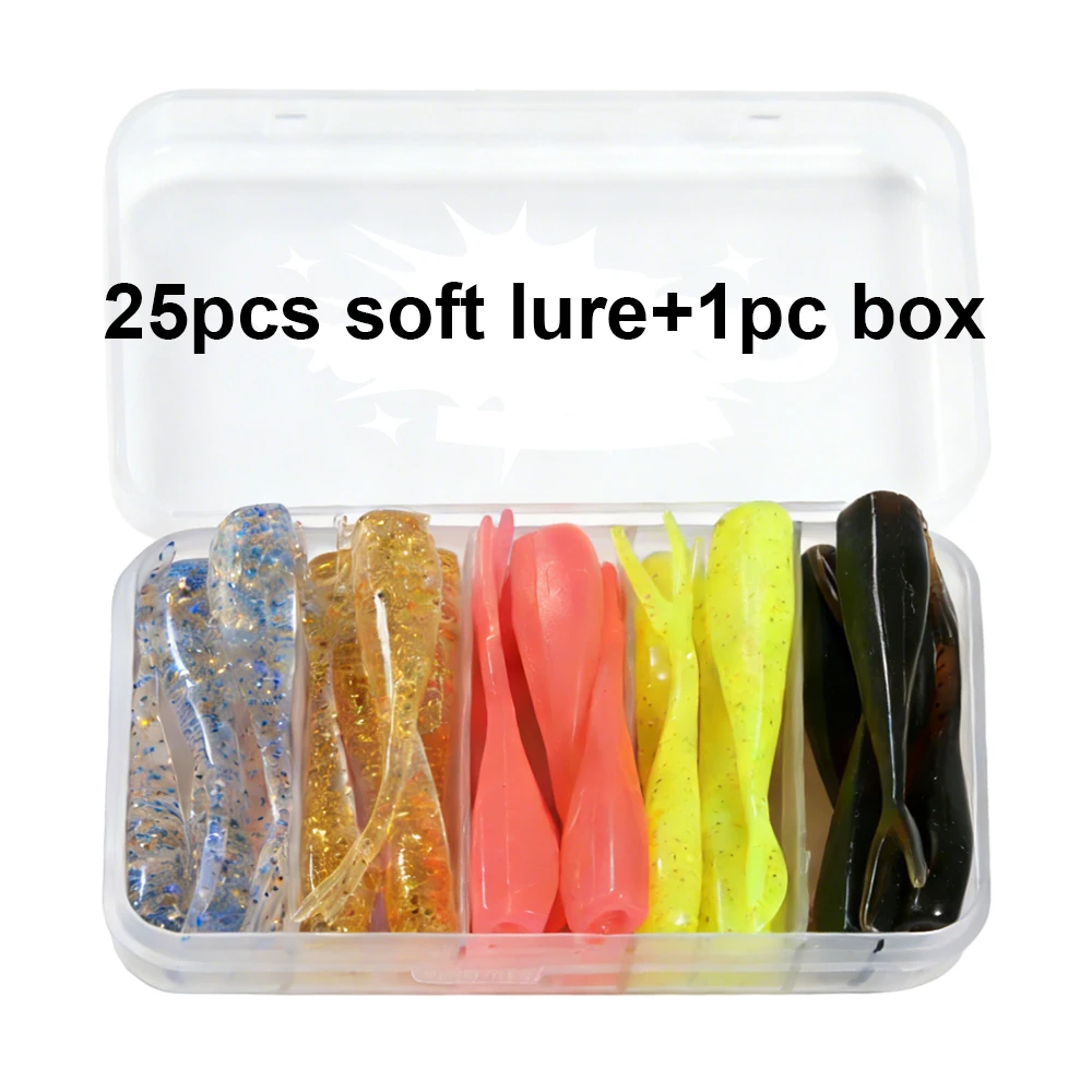 Spinpoler 5cm Split Tail Ajing Worm Soft Lure Floating Drop Shot Tackle Ultra Swim Action for Saltwater Freshwater Bass Fishing