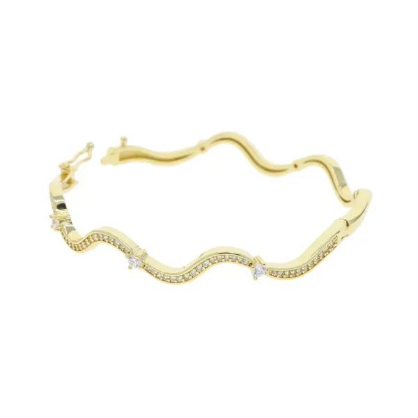 Wave Band Bangle Bracelet For Women Fashion Sparking Bling Paved 5A CZ Hand Jewelry
