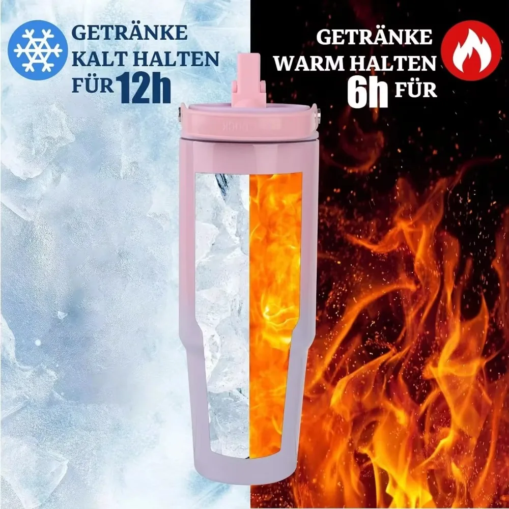 With Straw Double-layer Insulation Cold Hot Travel Mug Vacuum Flask Car Water Bottle Thermos Cup Stainless Steel Insulated Mug