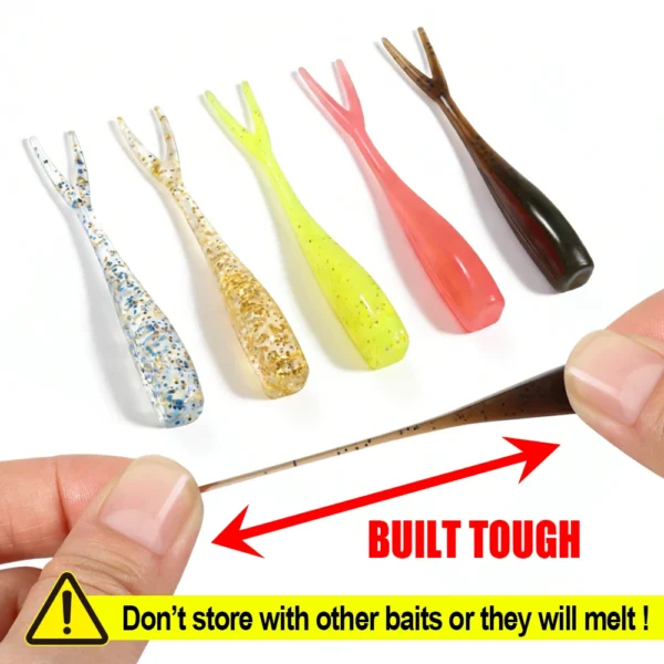 Spinpoler 5cm Split Tail Ajing Worm Soft Lure Floating Drop Shot Tackle Ultra Swim Action for Saltwater Freshwater Bass Fishing