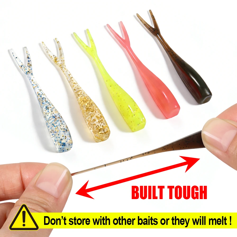 Spinpoler 5cm Split Tail Ajing Worm Soft Lure Floating Drop Shot Tackle Ultra Swim Action for Saltwater Freshwater Bass Fishing