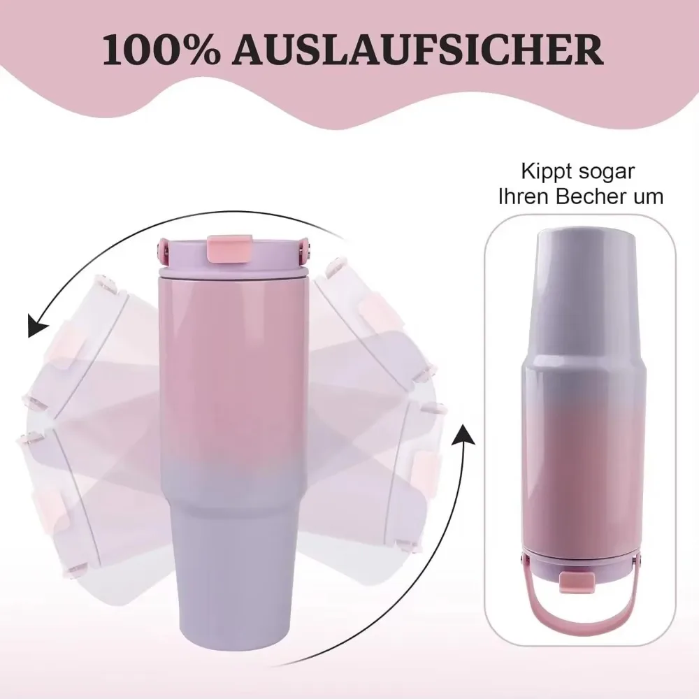 With Straw Double-layer Insulation Cold Hot Travel Mug Vacuum Flask Car Water Bottle Thermos Cup Stainless Steel Insulated Mug