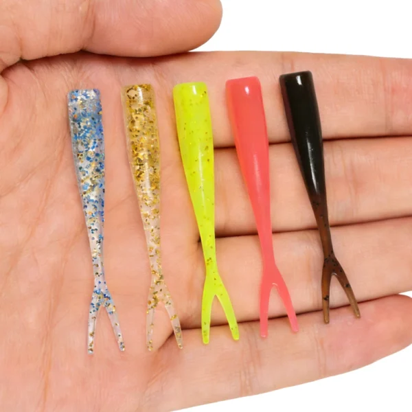 Spinpoler 5cm Split Tail Ajing Worm Soft Lure Floating Drop Shot Tackle Ultra Swim Action for Saltwater Freshwater Bass Fishing